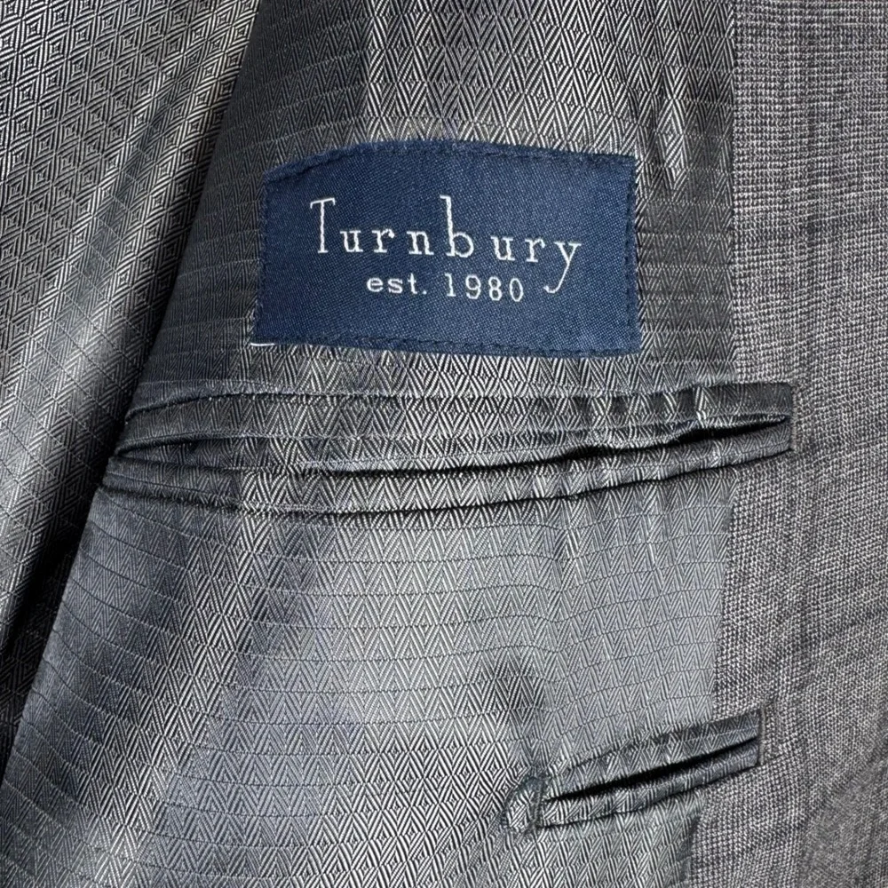Turnbury Men's 50R Gray‎ Plaid Wool Blend Sport Coat Blazer Jacket